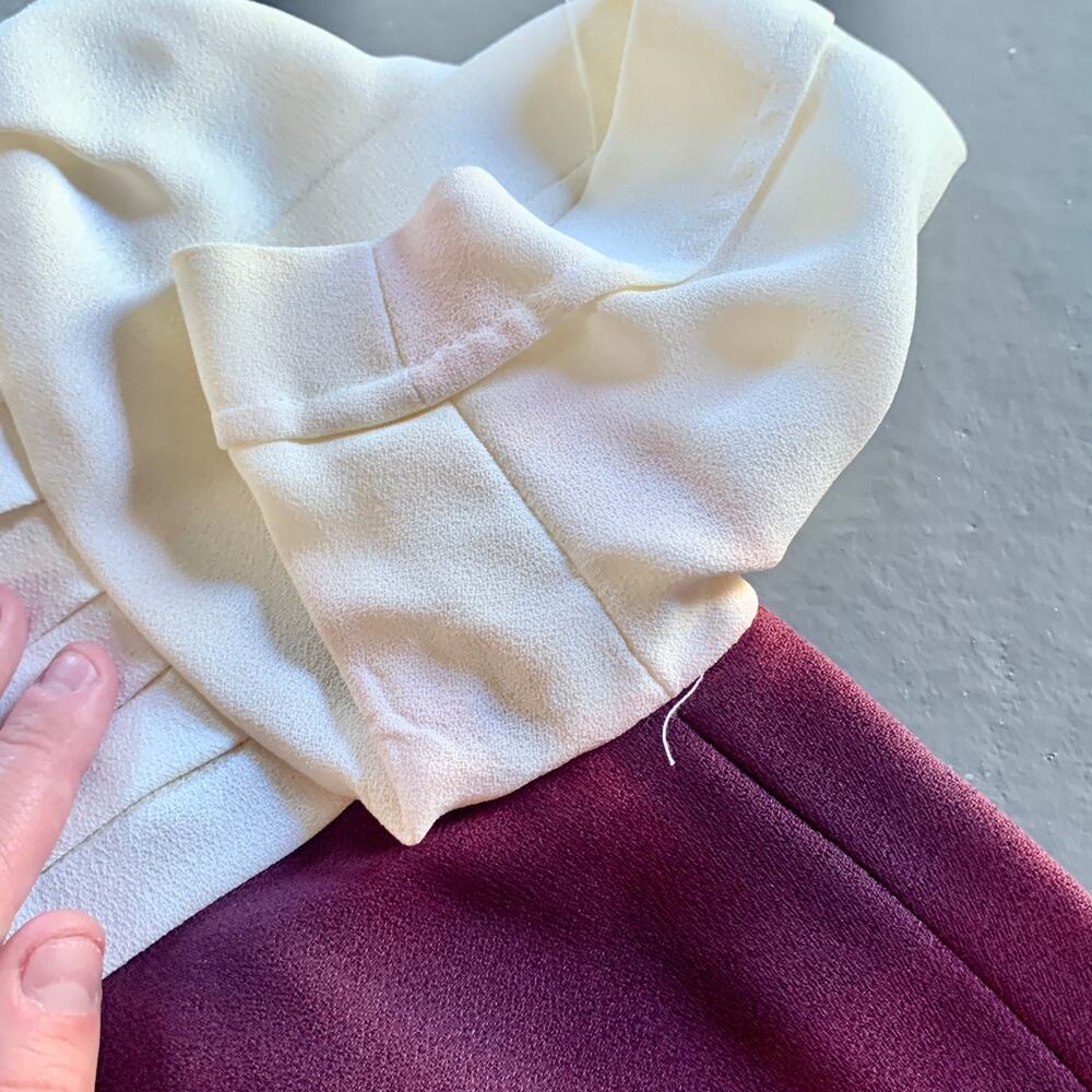 Vintage 1960s Richard Warren Wine Cocktail Dress Peter Pan Collar Size 6 - Picture 7 of 11
